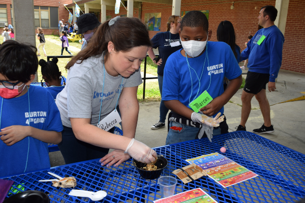 Duke PA Students work with students from Burton Elementary
