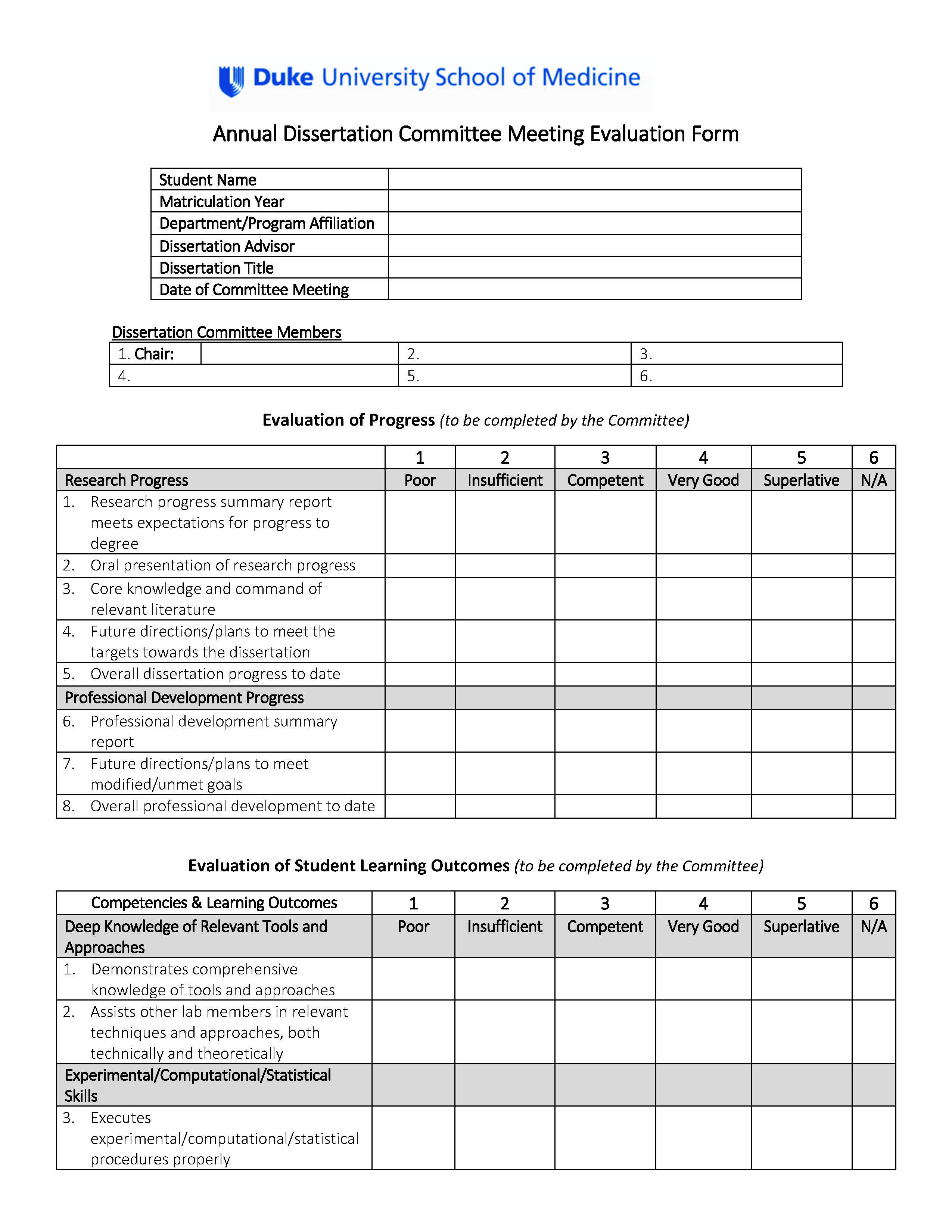 Annual Committee Meeting Evaluation page 1