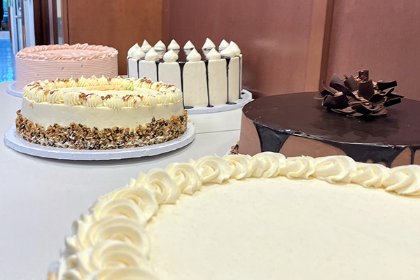 5 layer cakes on a table