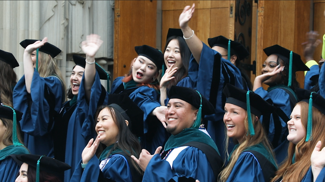 group of students in caps and gowns