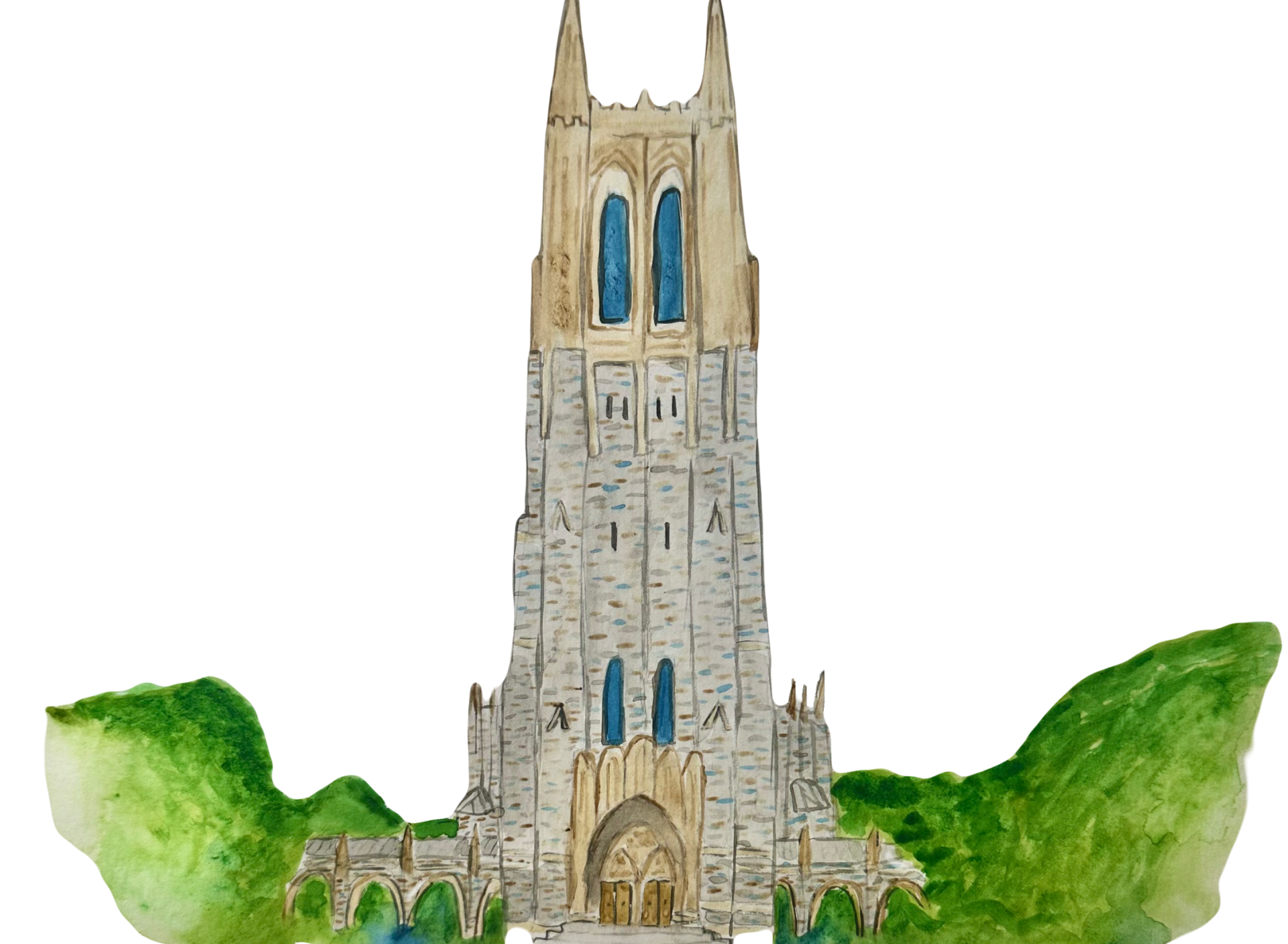 Duke chapel in watercolor