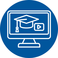 Icon of a computer monitor displaying interface elements, representing online courses or training listings.