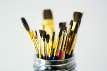 Cup with paint brushes Duke Arts - Create Sessions