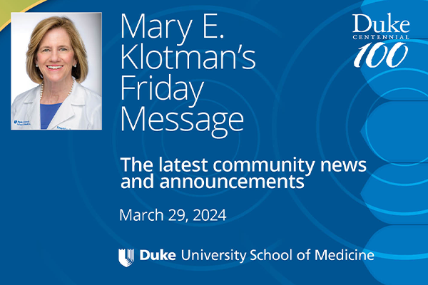 Mary Klotman's Friday Message