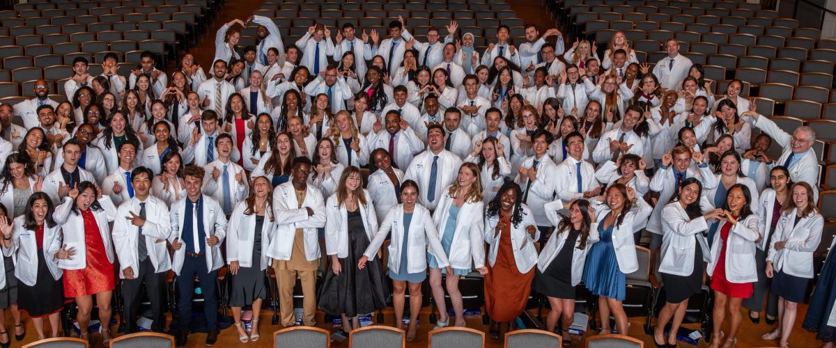 white coat with ads